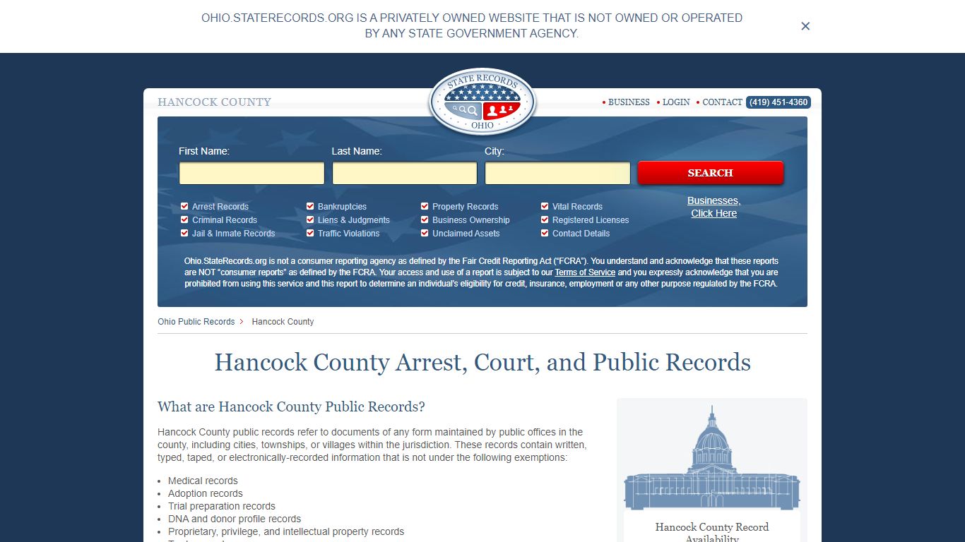 Hancock County Arrest, Court, and Public Records